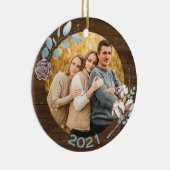 Rustic Wood Blik kerstfeest Keramisch Ornament (Rechts)