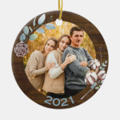 Rustic Wood Blik kerstfeest Keramisch Ornament (Voorkant)