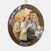 Rustic Wood Blik kerstfeest Keramisch Ornament (Links)