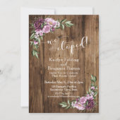 Rustic Wood & Bloemen Alleen Elopement Receptie Kaart (Voorkant)