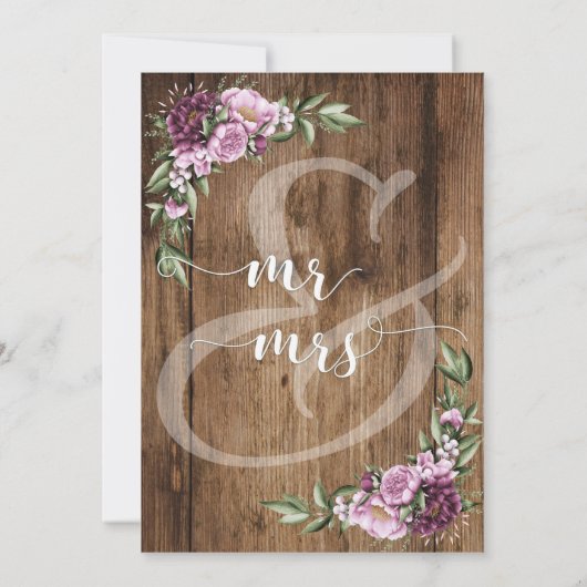 Rustic Wood & Bloemen Alleen Elopement Receptie Kaart (Achterkant)