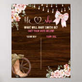 Rustic Wood Bloemen Geslacht Onthullen Stembord Poster (Voorkant)