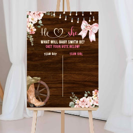 Rustic Wood Bloemen Geslacht Onthullen Stembord Poster