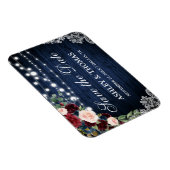 Rustic Wood Blue Burgundy Floral Save the Date Magneet (Rechterzijde)