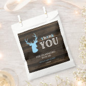 Rustic Wood Blue Deer Boy Baby shower Dank je Bedankzakje (Geknipt)