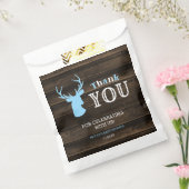 Rustic Wood Blue Deer Boy Baby shower Dank je Bedankzakje (Gezegeld)