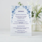 Rustic Wood  Blue Floral Elegant Wedding  Informatiekaartje (Staand voorkant)