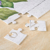 Rustic Wood Blue Hydrangea Monogrammen Legpuzzel (Zijkant)