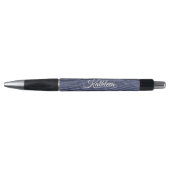 Rustic Wood Blue Monogrammed Name Pen (Voorkant)