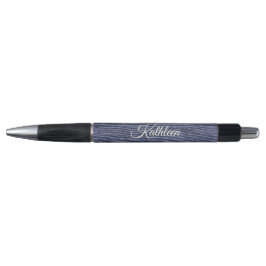 Rustic Wood Blue Monogrammed Name Pen