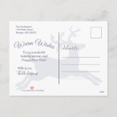 Rustic Wood Blue Reindeer Kerstfamilie Foto Feestdagenkaart (Achterkant)