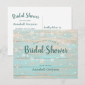 Rustic Wood Blue String Stars Vrijgezellenfeest Uitnodiging Briefkaart (Voorkant / Achterkant)