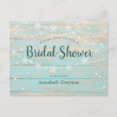 Rustic Wood Blue String Stars Vrijgezellenfeest Uitnodiging Briefkaart (Voorkant)