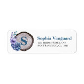 Rustic Wood Blue Waterverf Floral Wedding Label (Voorkant)