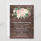 Rustic Wood Blush Bloemen stelletjes bruiloft douc Kaart (Voorkant)