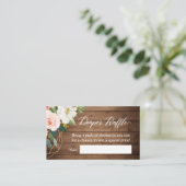 Rustic Wood Blush Floral Baby shower Diaper Raffle Informatiekaartje (Staand voorkant)
