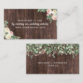Rustic Wood Blush Floral bruiloft RSVP Informatiekaartje (Voorkant / Achterkant)