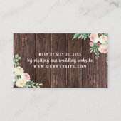 Rustic Wood Blush Floral bruiloft RSVP Informatiekaartje (Voorkant)
