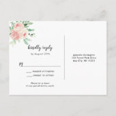 Rustic Wood Blush Floral Lights bruiloft rsvp Uitnodiging Briefkaart (Achterkant)