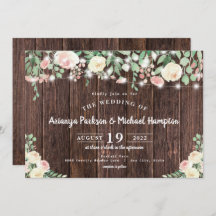 Rustic Wood Blush Floral Lights Wedding