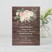 Rustic Wood Blush Floral verrassing baby shower Kaart (Staand voorkant)