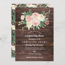 Rustic Wood Blush Floral verrassing baby shower