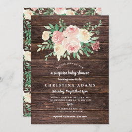 Rustic Wood Blush Floral verrassing baby shower Kaart