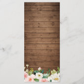 Rustic Wood Blush Pink Floral Wedding Menu (Achterkant)