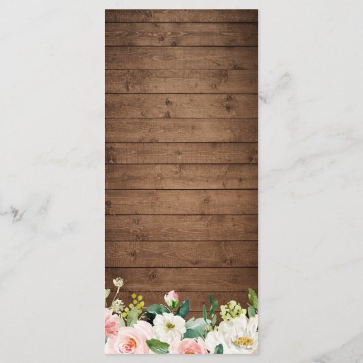 Rustic Wood Blush Pink Floral Wedding Menu (Achterkant)