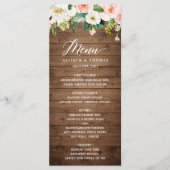 Rustic Wood Blush Pink Floral Wedding Menu (Voorkant)
