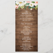 Rustic Wood Blush Pink Floral Wedding Programmakaart (Voorkant)