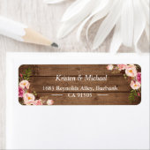 Rustic Wood Blush Pink Romantic Floral Etiket (Insitu)
