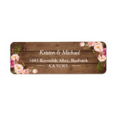 Rustic Wood Blush Pink Romantic Floral Etiket (Voorkant)