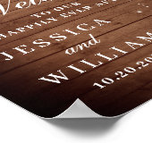 Rustic Wood & Blush Rozen Floral Weddenschap Welko Poster (Hoek)