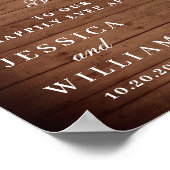 Rustic Wood & Blush Rozen Floral Weddenschap Welko Poster (Hoek)