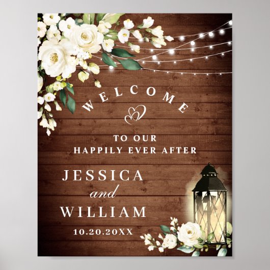 Rustic Wood & Blush Rozen Floral Weddenschap Welko Poster (Voorkant)