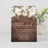 Rustic Wood Blush & White Floral Wedding Kaart (Staand voorkant)