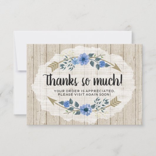 Rustic Wood & Bohemen Waterverf Hartelijk dank Kaart (Voorkant)