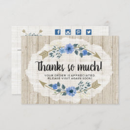 Rustic Wood & Bohemen Waterverf Hartelijk dank Kaart