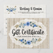 Rustic Wood & Bohemian Arrow Cadeaubon Kaart (Voorkant / Achterkant)