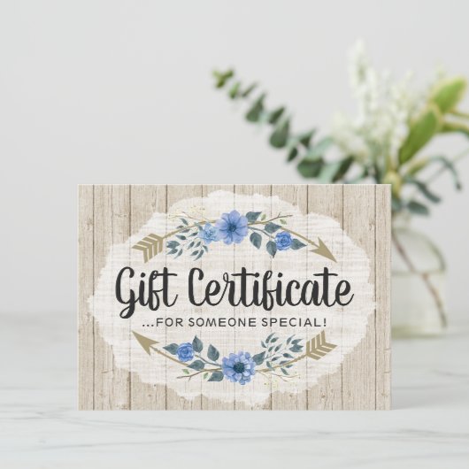 Rustic Wood & Bohemian Arrow Cadeaubon Kaart (Staand voorkant)