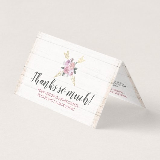 Rustic Wood Bohemian Floral Arrows Dank je wel Kaart (Voorkant)