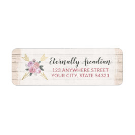 Rustic Wood Bohemian Floral Arrows Return Address Etiket