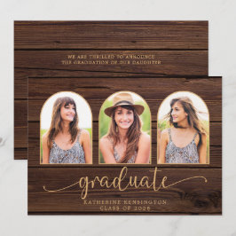 Rustic Wood Boho Arch Gold 3 Foto Afstuderen Kaart