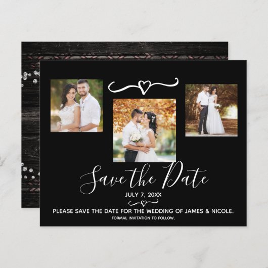 Rustic Wood Boho Chic Photo Wedding Save the Date (Voorkant / Achterkant)