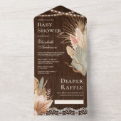 Rustic Wood Boho Dried Palm Pampas Baby shower All In One Uitnodiging (Binnen)