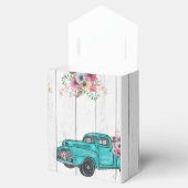 Rustic Wood Boho Floral Blauwgroen Truck Wedding Bedankdoosjes (Geopend)