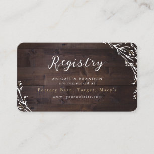 Rustic Wood Boho Floral country bridal Registry Informatiekaartje