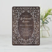 Rustic Wood Boho Floral Country Rehearsal Dinner Kaart (Staand voorkant)