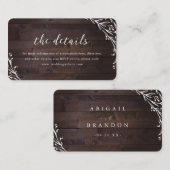 Rustic Wood Boho Floral country Wedding Details En Informatiekaartje (Voorkant / Achterkant)